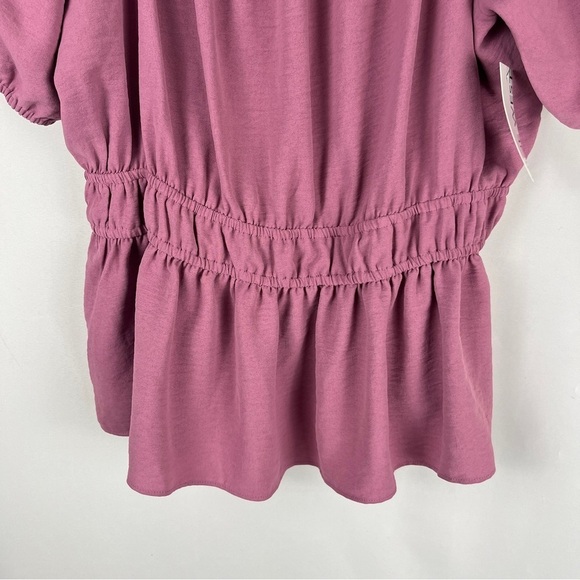 NWT Nine West Mauve Rose Pink Peplum Peasant Blouse Top – Size Large Romantic - Picture 7 of 11